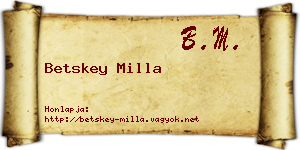 Betskey Milla névjegykártya